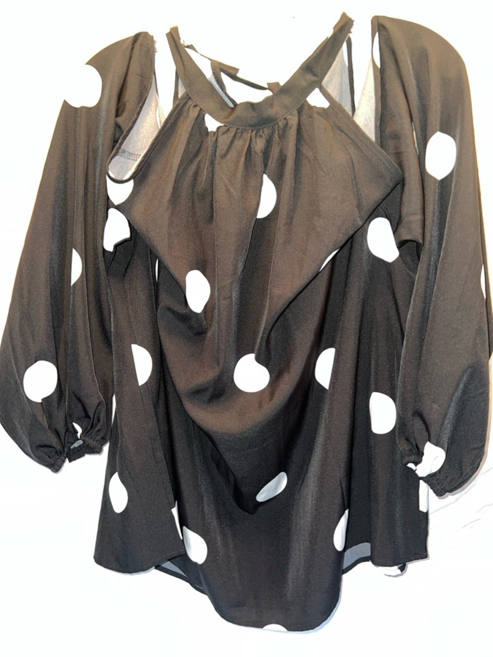 Women’s Black Polka Dot Cold-Shoulder Blouse, Plus Size 4X